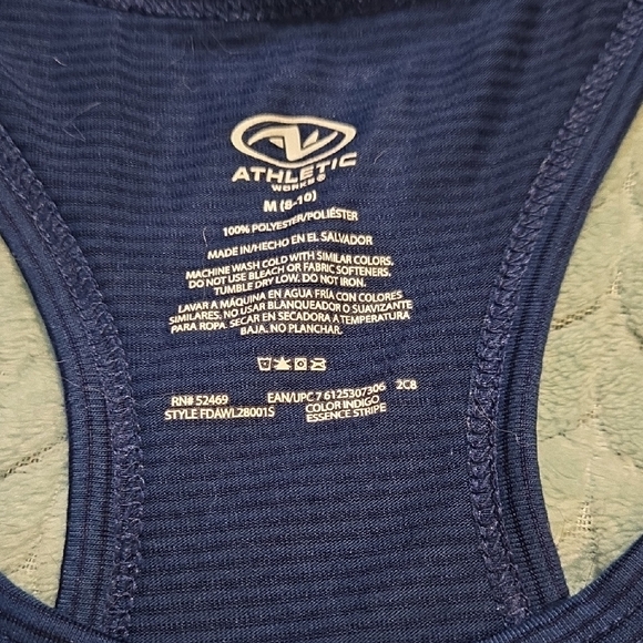 Navy Racerback Athletic Tank Top - Picture 2 of 3